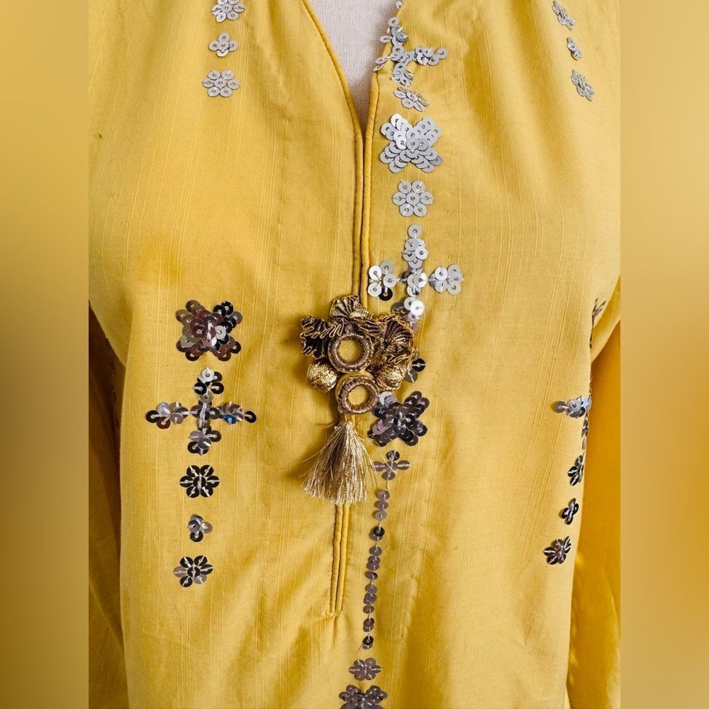 ETHNC PK PAKISTANI DESIGNER EMBROIDERED SHIRT KURTA - Picture 9 of 10